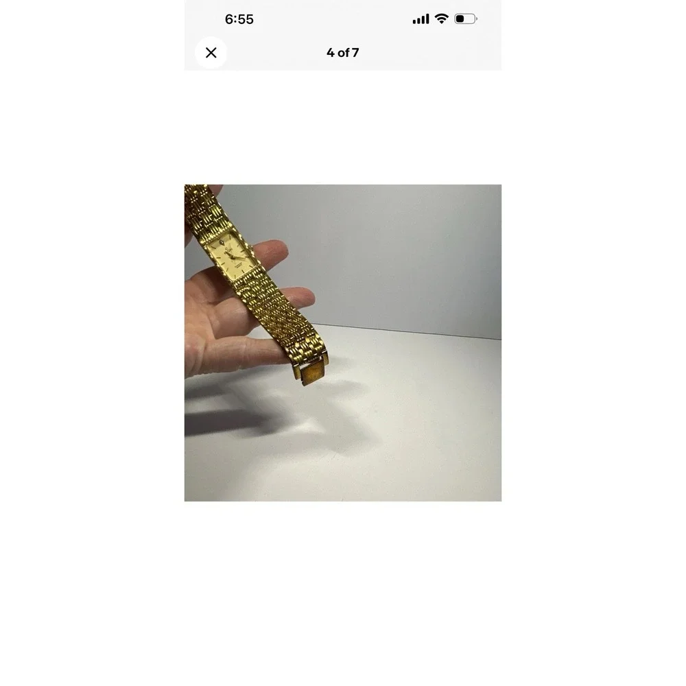 Elgin Diamond Quartz Womens Dress Analog Gold Tone Rectangle Bracelet Watch Mens